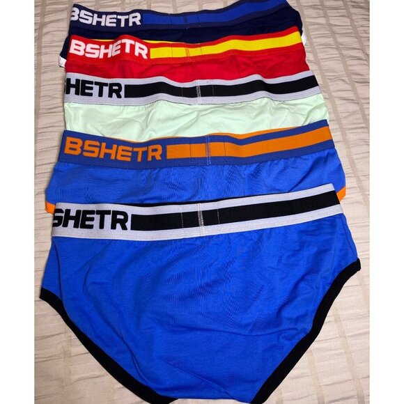 Bshetr Mens Underwear Brief 5-pack, cotton low rise, multi color, New - Picture 3 of 7